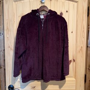 PINK Victoria's Secret Faux‎ Fur Campus Hoodie Cozy Jacket Half Zip Size Medium